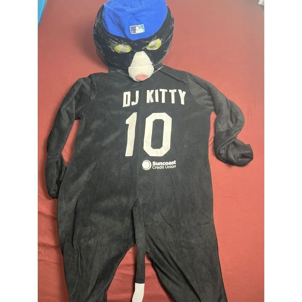 Tampa Bay Rays Dj Kitty Zipper Fleece Hooded Jumpsuit & Mascot Hat full set